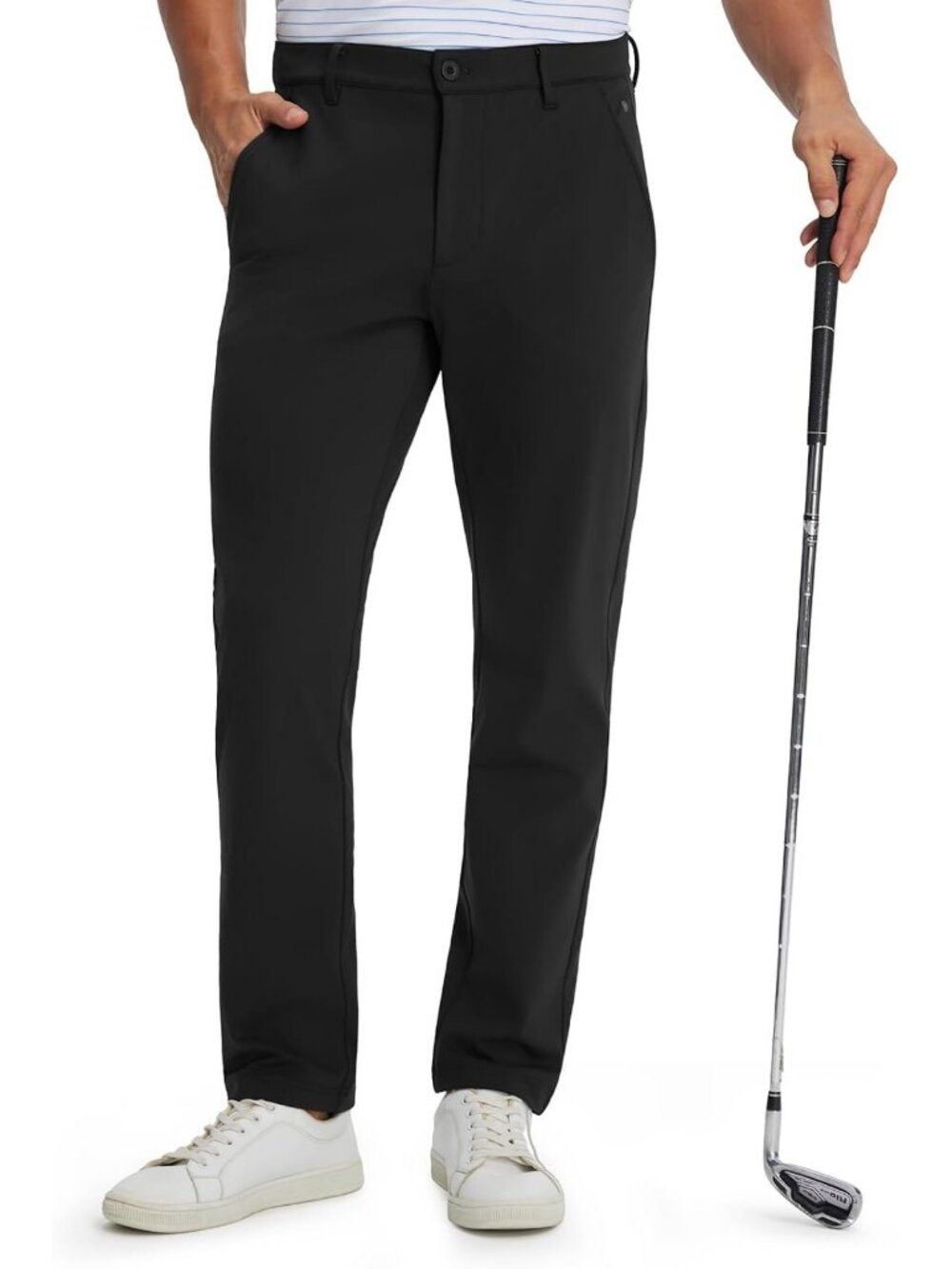 Fleece Lined Men's Golf Pants - Thermal Insulated, Stretch Slim Fit for Cold